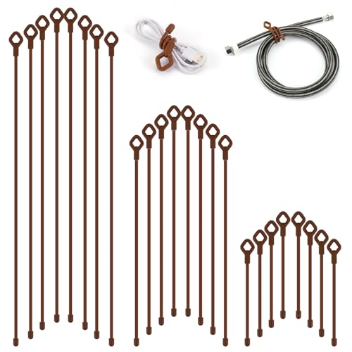 Twist Ties Silicone Cable Ties with Holes (Brown)