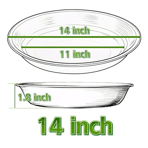 Plant Saucer Pot Tray 14 inch (14" - 2 Pack / White)