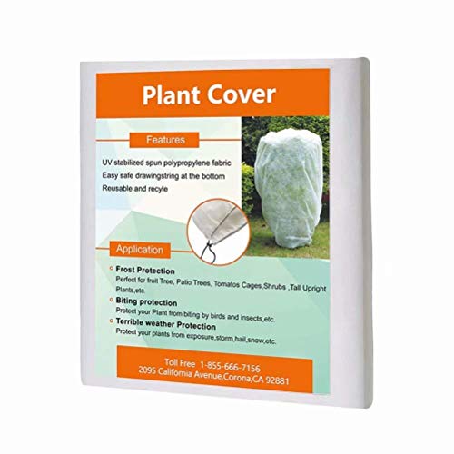 Plant Covers Freeze Protection H30 xW60 0.9oz Plant Frost Protection Covers Drawstring Bags Winter Frost Pests Protection (12.5 Sq Ft)