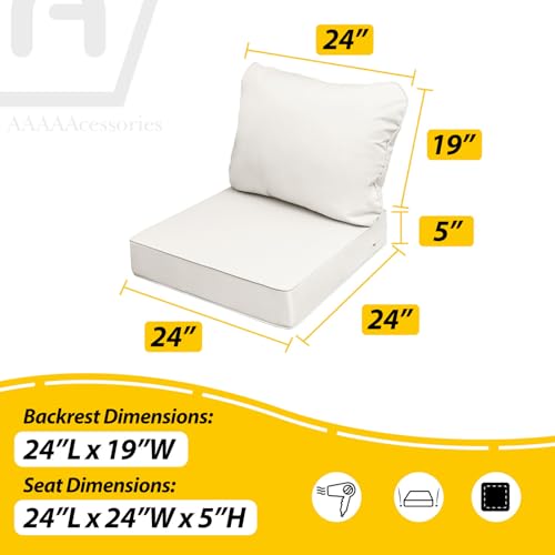 Outdoor Chair Cushions (Linen White / 24"x24"x5" / 24"x19")