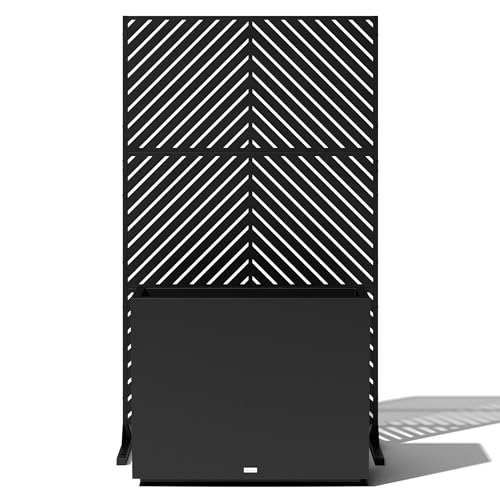 Block Series Span Planter + Arrow Privacy Screen Set (Black / Bundle with Screen Set - Arrow Pattern)