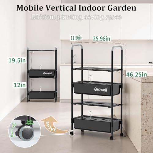 Hydroponics Growing System Kit (Black / 2 Tier/54 Pods)