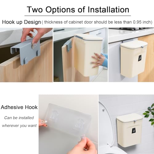 2.4 Gallon Kitchen Compost Bin for Counter Top or Under Sink (Beige)