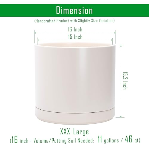 16 Inch Ceramic Planter Pot (XXX-Large / Oatmeal)