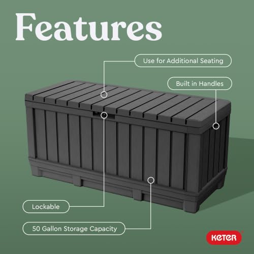 Kentwood 92 Gal Outdoor Storage Box for Patio and Pool Accessories