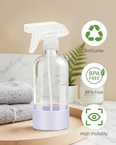 Glass Spray Bottles 8 oz (Blue+Grey+White+Purple / 4 Pack)