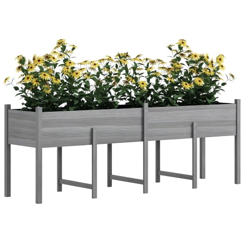 Wooden Raised Garden Bed with Legs (Gray / 88.5 X 21.75 X 31.5 in)