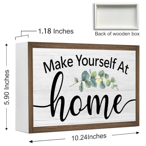Make Yourself at Home Wooden Box Sign Desk Decor (Make Yourself at Home)