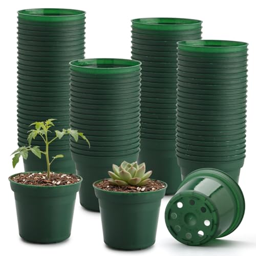 100 Pack 3 Inch Nursery Pots (Green / 3"-100P)