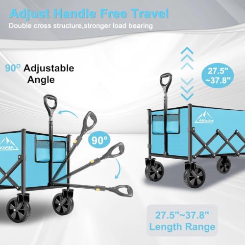 100L Collapsible Wagon Cart with All Terrain Wheels (Light Blue / 100L)