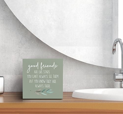 Good Friends Are Like Stars Wood Box Sign Desk Decor (GOOD-green / 5 x 5 inches)
