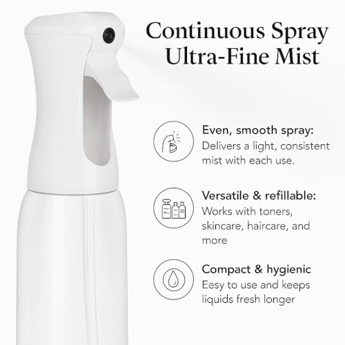 Continuous Mist Clear Spray Bottle 500ml Fine Mist for Hair (Clear - 16.9oz)