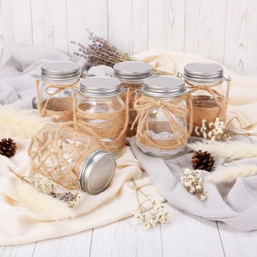 6 Pcs Rustic Mason Jars 5 Inch with Handles (6 Count)