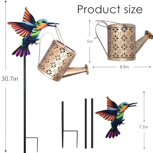Solar Watering Can with Cascading Lights Outdoor Garden Decor (A.Hummingbird)