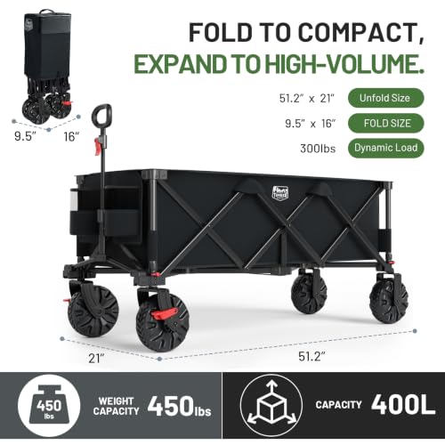 51.2" Extended Collapsible Wagon (Black / 400L)