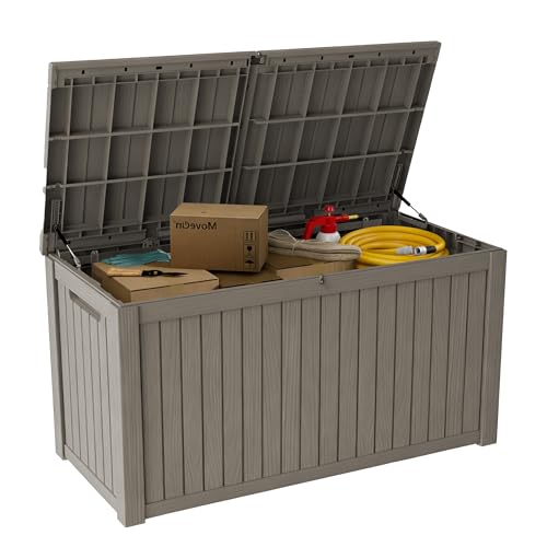 180 Gallon Deck Boxes Outdoor Waterproof (Light Brown / 180 GAL)