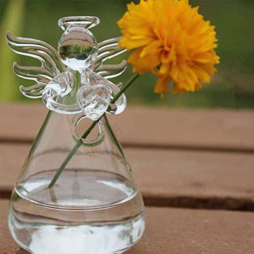 Pack of 5 Angel Design Glass Vases Clear Flower Plant Terrarium Container Hanging Vase Wedding Decor Garden Ornaments Hanging Planter (5 Count)