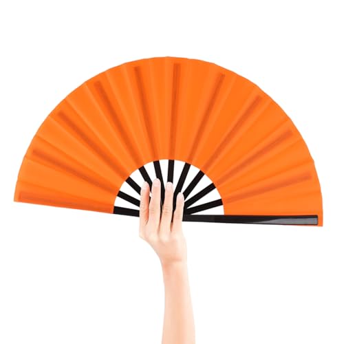 2 Pack Large Folding Hand Fan for Men (2 Orange)