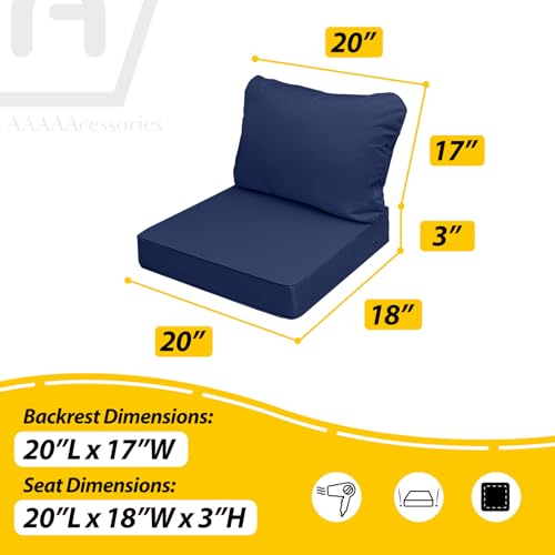 Outdoor Chair Cushions (Navy Blue / 20"x18"x3" / 20"x17")