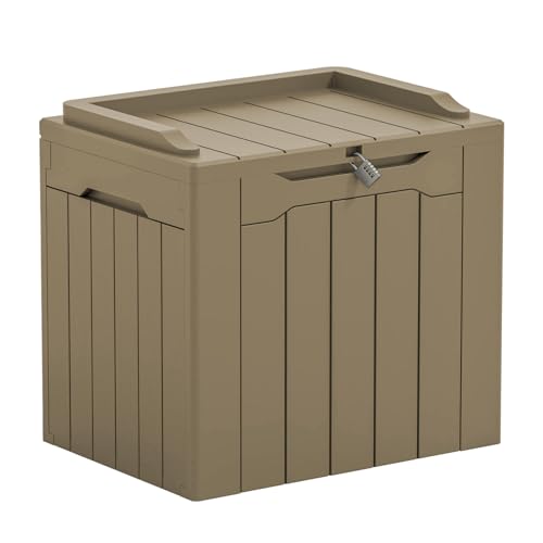 Outdoor Storage Box 31 Gallon Storage Box with Lid for Patio Furniture (31 Gallon / Light Coffee)