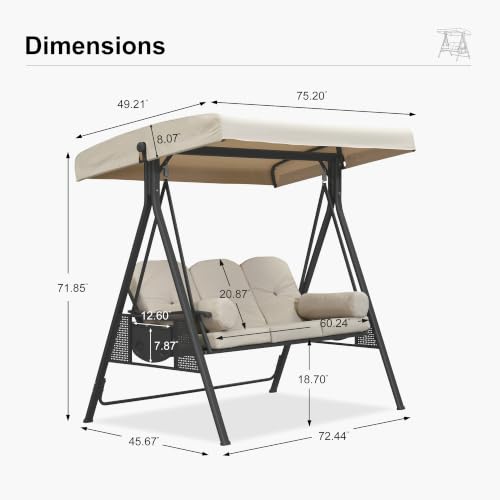 Outdoor Porch Swing 3 (Beige / Porch Swing)