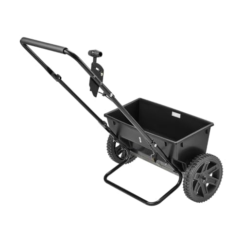 Broadcast Spreader 50 lbs Capacity Drop Spreader with Hopper Grate (50LB / Black)