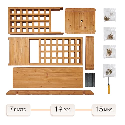 Raised Garden Bed with Wood Trellis Set of 2 Outdoor Planter Box for Tomatoes Climbing Vegetables Herbs Flowers Patio Pots Tall Hanging Roof 2 Drainage Holes Orange (2 Count)