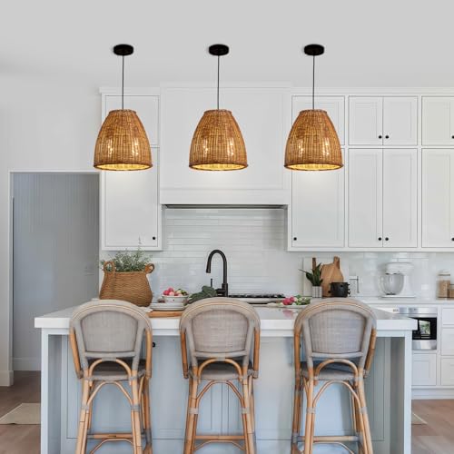 13.8" Rattan Pendant Light (Dark Brown Rattan / 13.77" 2-Light)
