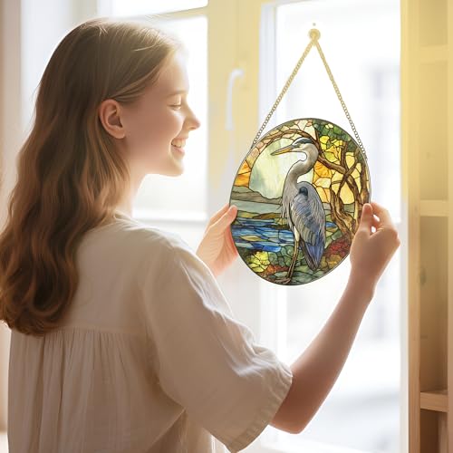 Stained Glass Window Hanging (Heron)