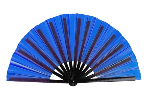 Large Folding Hand Fan for Line Dance (Blue)