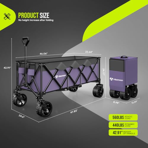 48'' Extra Large Collapsible Wagon with Big Wheels (Purple)