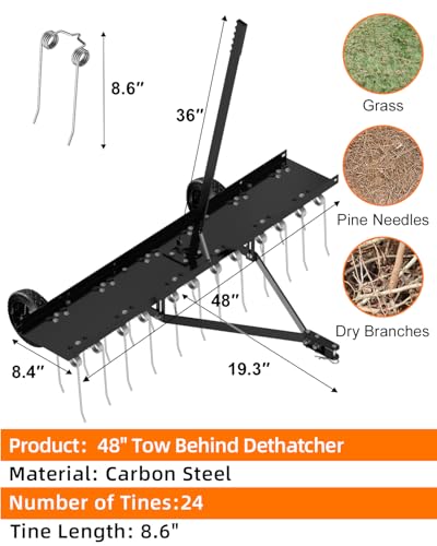 48" Tow Behind Dethatcher (Black-48IN)