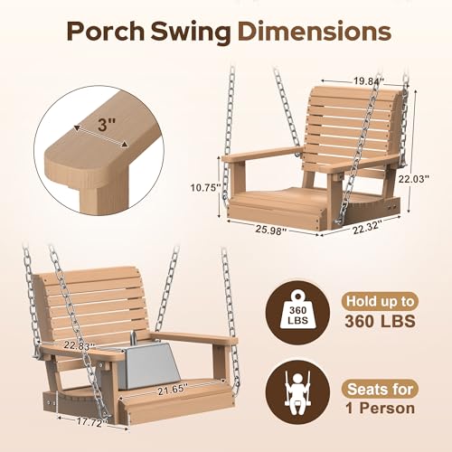 4 FT Single Porch Swing (Natural / 1 Seat)