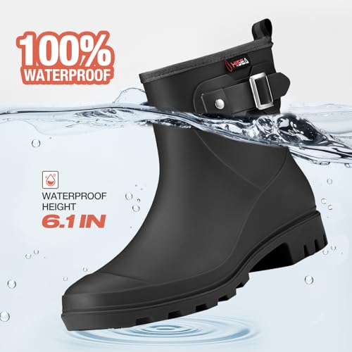 Women's Waterproof Short Rain Boots Ankle Rubber Garden Shoes