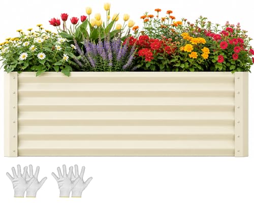6x3x3ft Galvanized Raised Garden Bed (6x3x3ft / Cream Yellow)