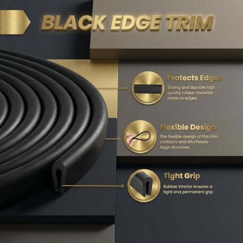 1 8" Rubber Edge Trim U Channel Protector (1/8" U, 100 Feet Long, Black)