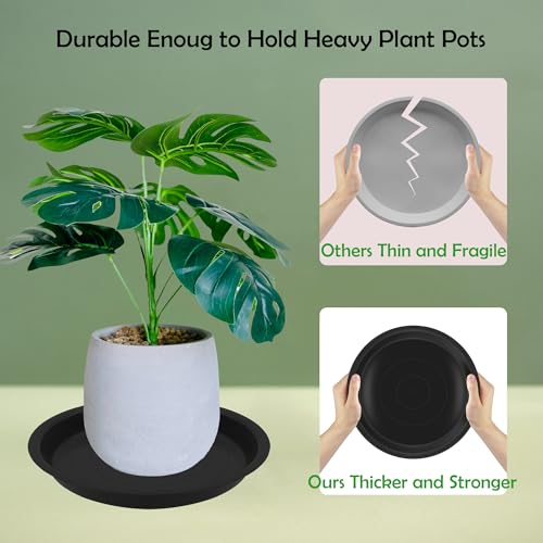 12 Pack 8 Inch Round Plant Saucers for Less 6.8 Inch Pot Indoors Outdoors Plant Trays for Pots Planter Saucer Plastic Plant Drip Tray Planter Water Tray for Potted Plants (12 Count)