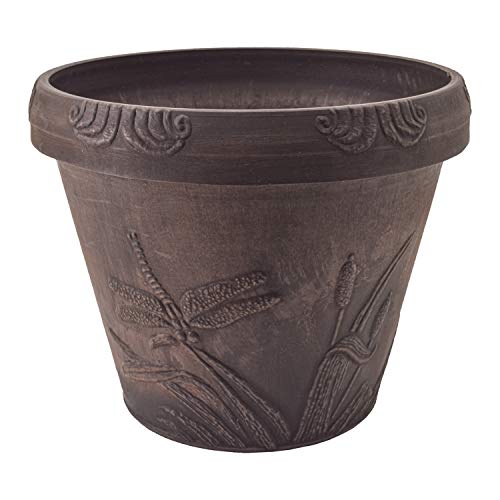 Dragonfly Planter Pot for Indoor and Outdoor Plants and Gardens (Chocolate / 13 by 11-Inch)