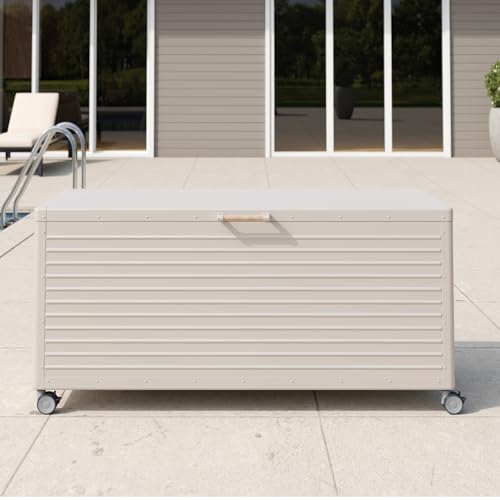 205 Gallon Outdoor Storage Box with Wheels & Soft (205 Gallon / Latte)