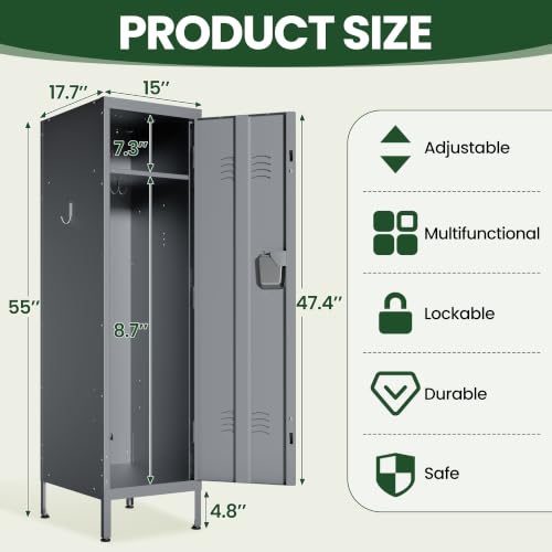 Metal Lockers for Employees (Grey / 1 door)