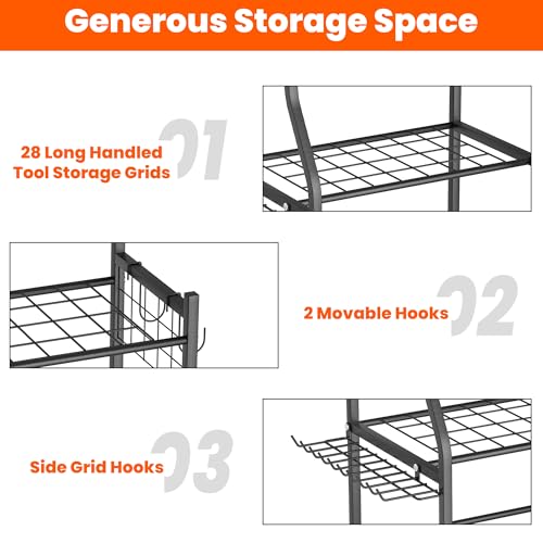 Garden Tool Organizer Yard Storage Stand for Garage w (Medium)