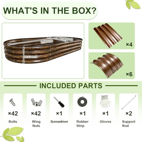 Galvanized Raised Garden Beds Outdoor (Brown / 8 x 4 x 1 ft)