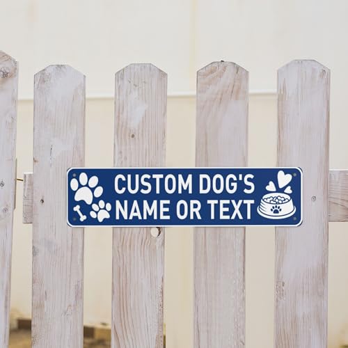 Custom Vintage Metal Sign Personalized Pet's Home Sign with Pet Name Paw Print Text Logo Rust Free Fade Resistant Home Outdoor Wall Signs (Pet's house Sign)