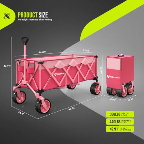 48'' Extra Large Collapsible Wagon with Big Wheels (Pink)