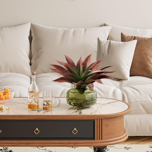 Large Artificial Succulents Aloe Plants Real Touch Fake Flowers Unpotted for Home Wedding Festival Arrangement (Red-4pcs)