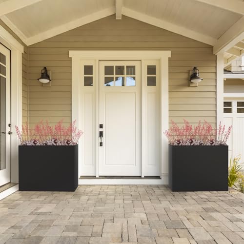 Metal Planter Box for Outdoor Plants 36" L x 12" W x 26" H (Black / 36"L x 12"W x 26"H)