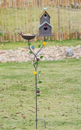 Bird Baths and Bird House with Pole (brown)