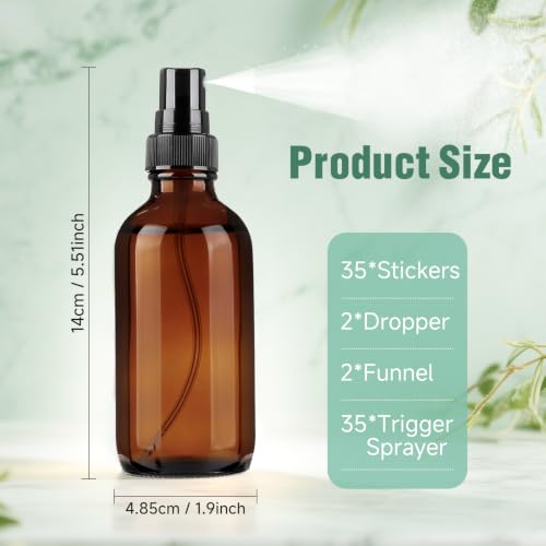 4 oz Amber Glass Spray Bottles for Essential Oils (Dark Amber Glass Spray Bottles)