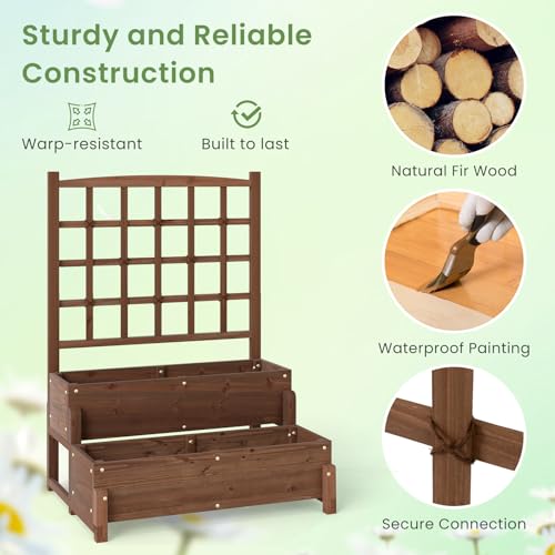 Raised Garden Bed with Trellis & Legs