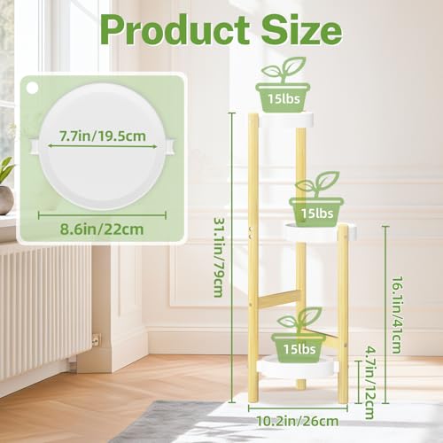 3 Tier Bamboo Plant Stand Indoor Outdoor (Natural / 3 Tiers)